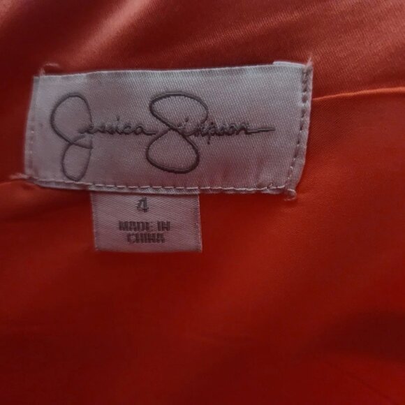 Satin Coral Bodycon Dress With Back Cutout Size 4 - Picture 9 of 13